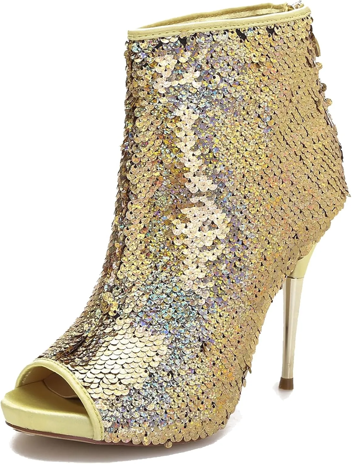 Hanfike Fashion Sandal Boots for Women Stiletto Open Toe Dressy Ankle Booties Shoes