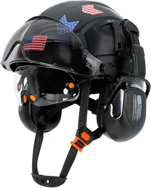 Hard Hats Construction OSHA Approved With Double Visor - Cascos De Construccion Vented Hard Hat With Clear and Tinted Visor Construction Safety Helmet Hat With Chin Straps 6pt Suspension