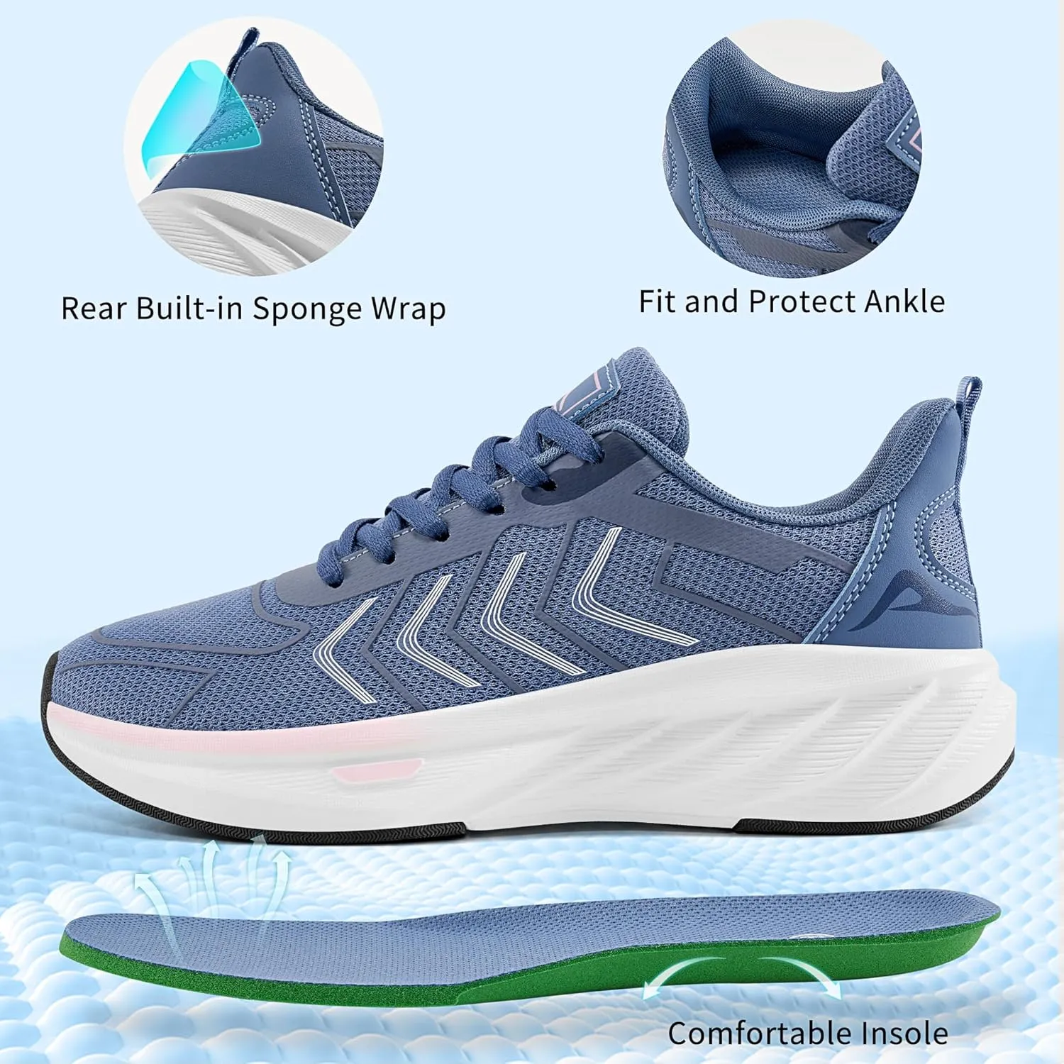 HARENCE Women's Fashion Walking Sneakers: Comfortable Breathable Non Slip Athletic Running Shoes for Gym Workout Cross Training Tennis