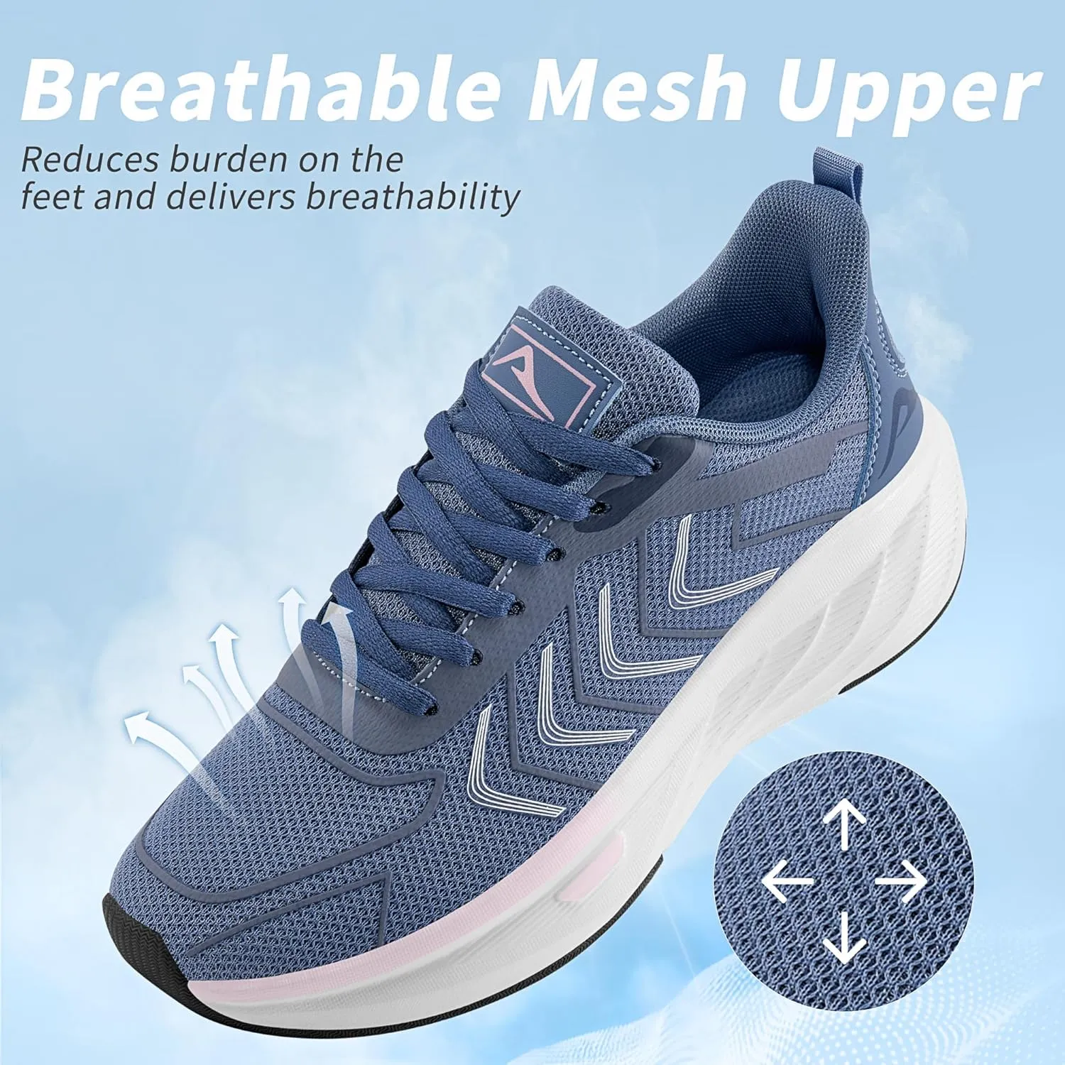 HARENCE Women's Fashion Walking Sneakers: Comfortable Breathable Non Slip Athletic Running Shoes for Gym Workout Cross Training Tennis