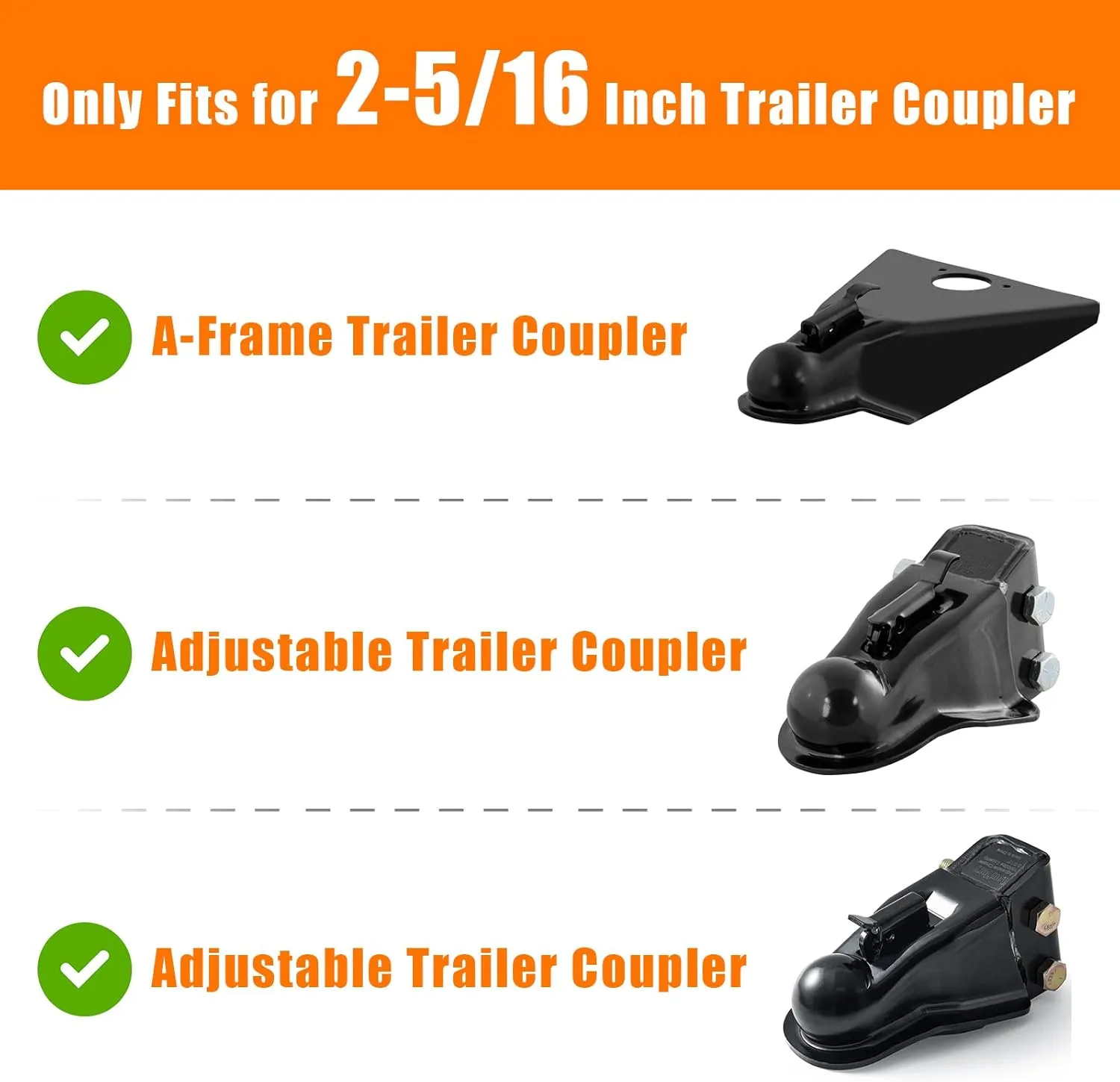 Heavy Duty Trailer Locks Ball Hitch, 2 5/16 Ball Hitch Lock Anti Theft, Sturdy Fits for RV/Boat/Cargo/Utility Trailer Coupler (Orange)