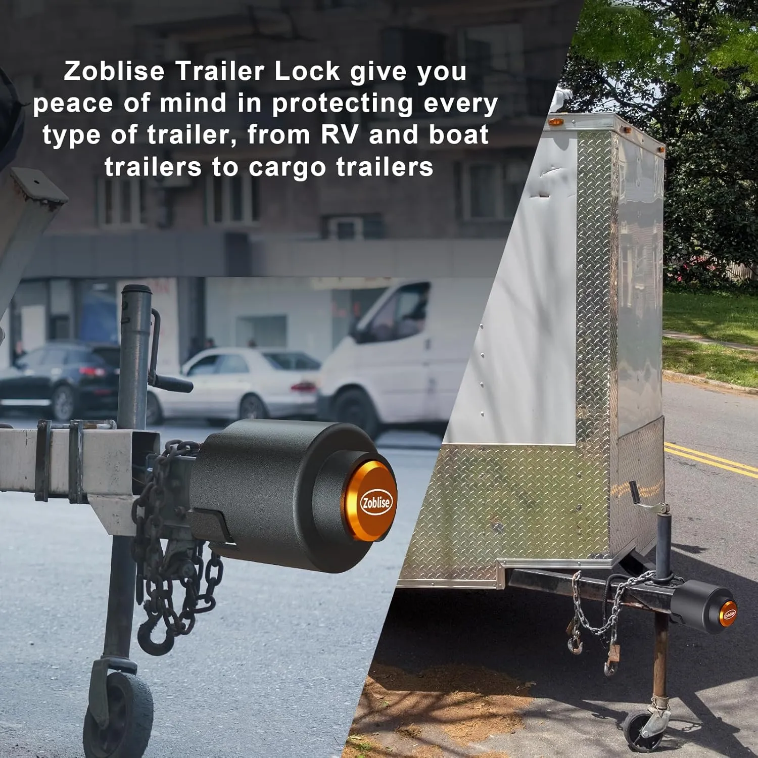 Heavy Duty Trailer Locks Ball Hitch, 2 5/16 Ball Hitch Lock Anti Theft, Sturdy Fits for RV/Boat/Cargo/Utility Trailer Coupler (Orange)