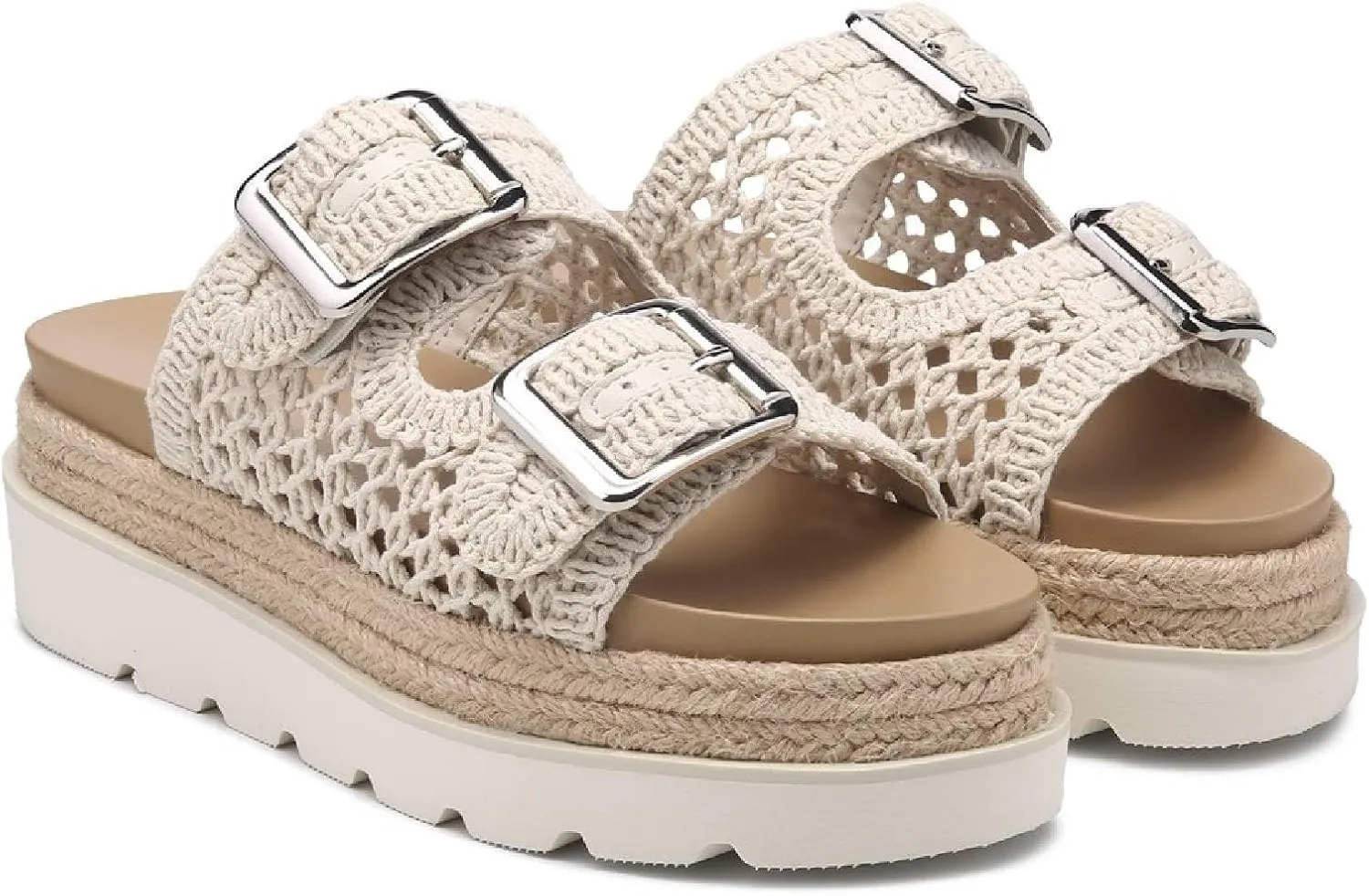 heelchic Platform Sandals Women, Chunky Platform Wedges with Arch Support, Big Buckle Casual Open Toe Slide Sandals