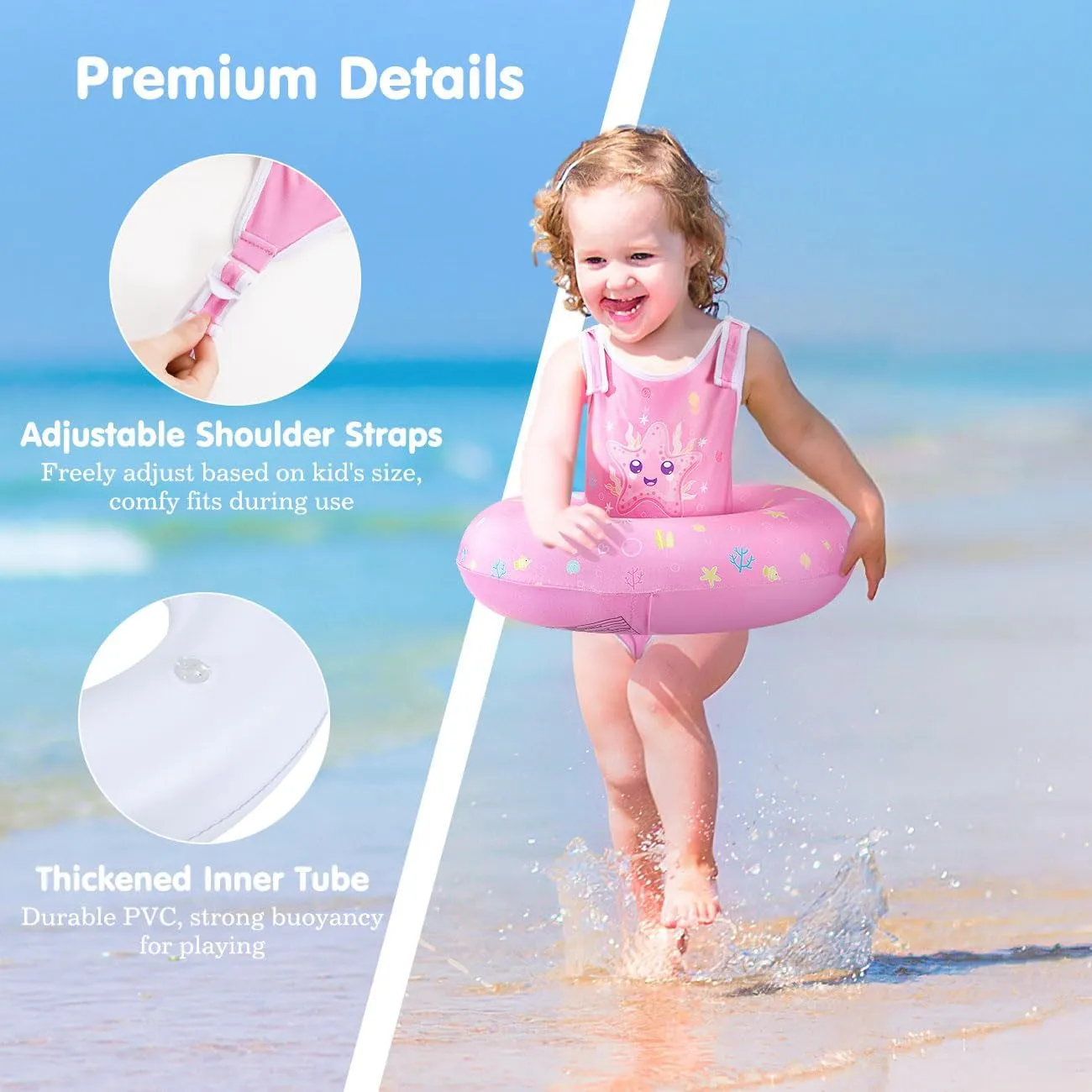 HeySplash Toddler Swim Vest for Age 3-6, Swim Trainer Vests with Adjustable Strap fit for Boys Girls 30-60lbs,Children Swimsuit, Floating Tubes Swim Aid Jackets,Beginner Learn to Swim Pool Floaties