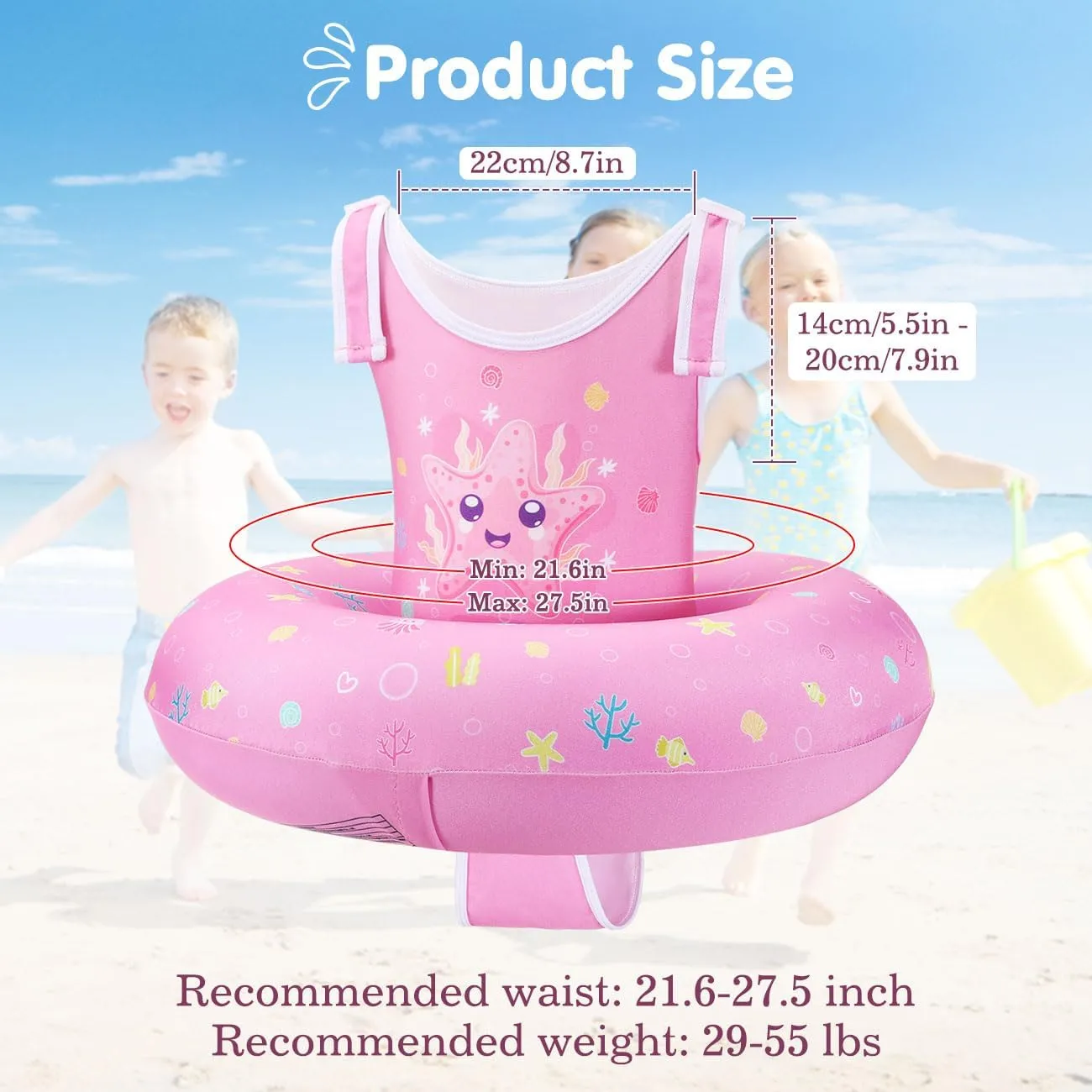HeySplash Toddler Swim Vest for Age 3-6, Swim Trainer Vests with Adjustable Strap fit for Boys Girls 30-60lbs,Children Swimsuit, Floating Tubes Swim Aid Jackets,Beginner Learn to Swim Pool Floaties