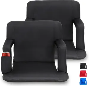 HomGarden Set of 2 Stadium Seat Chair for Bleachers Benches Grandstand Comfort Seats, 5 Reclining Custom Padded Cushion Backs Armrest Support