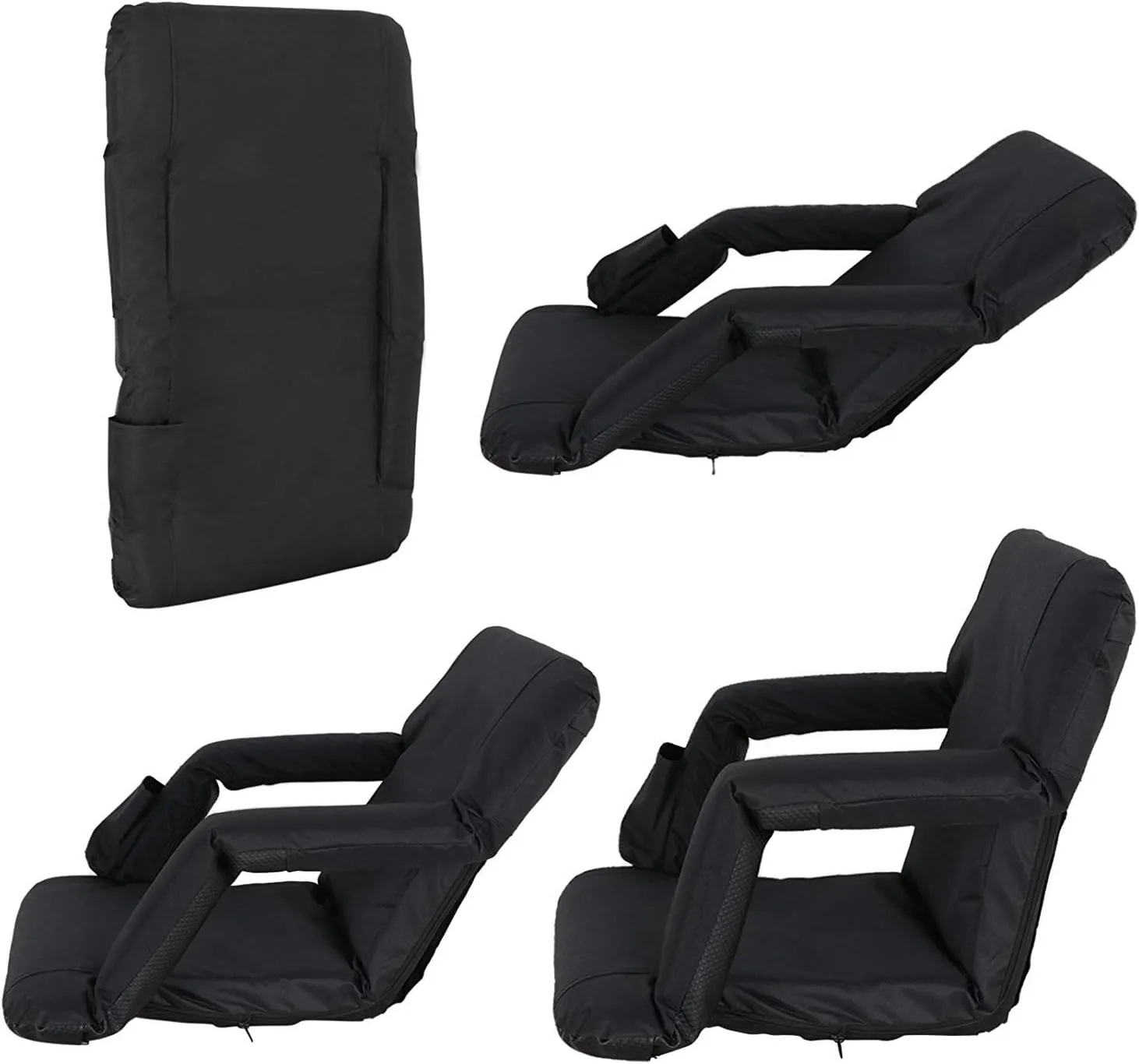 HomGarden Set of 2 Stadium Seat Chair for Bleachers Benches Grandstand Comfort Seats, 5 Reclining Custom Padded Cushion Backs Armrest Support