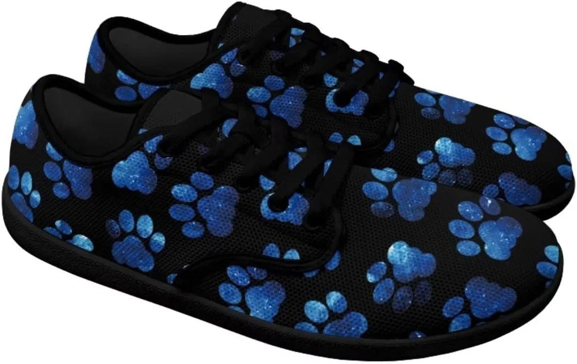 Howilath Dog Paw Print Casual Shoes for Women Lace up Barefoot Shoes Anti-Skid Running Shoes Flat Sneaker