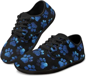 Howilath Dog Paw Print Casual Shoes for Women Lace up Barefoot Shoes Anti-Skid Running Shoes Flat Sneaker