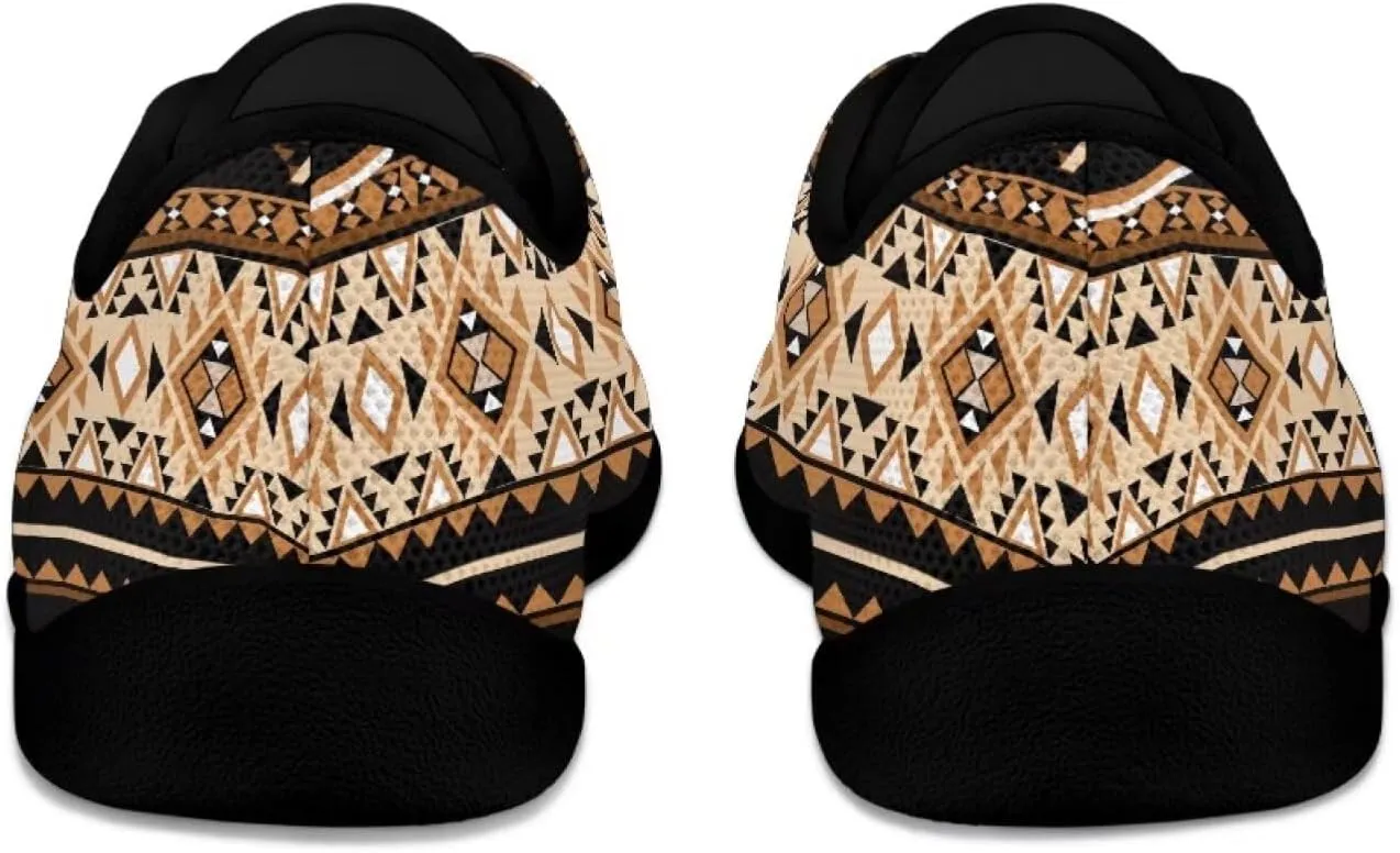 Howilath Western Aztec Lace up Barefoot Shoes Running Sneakers Flat Shoes Casual Sport Shoes with EVA Sole