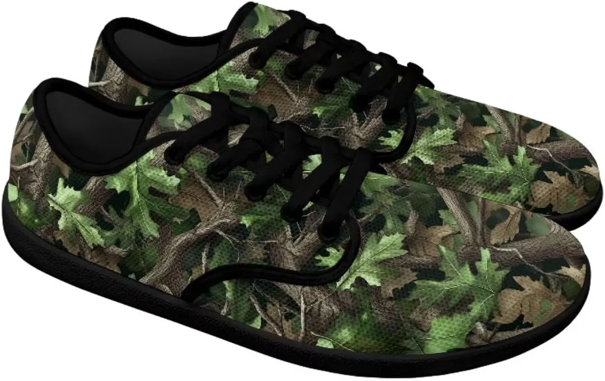 Howilath Woodland Forest Print Lace up Barefoot Shoes Womens Flat Shoes Running Sneakers Casual Sport Shoes