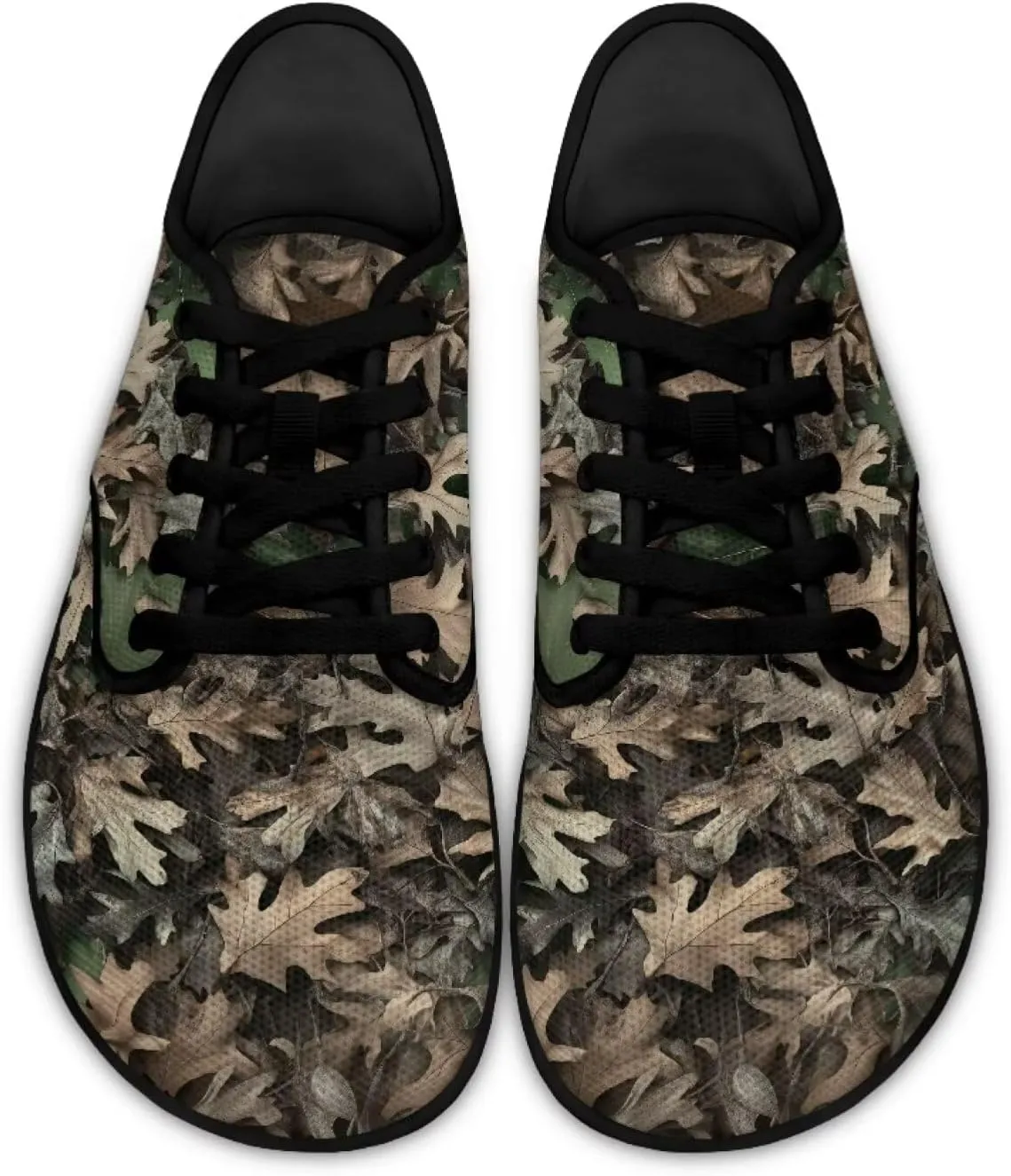 Howilath Woodland Forest Print Lace up Barefoot Shoes Womens Flat Shoes Running Sneakers Casual Sport Shoes