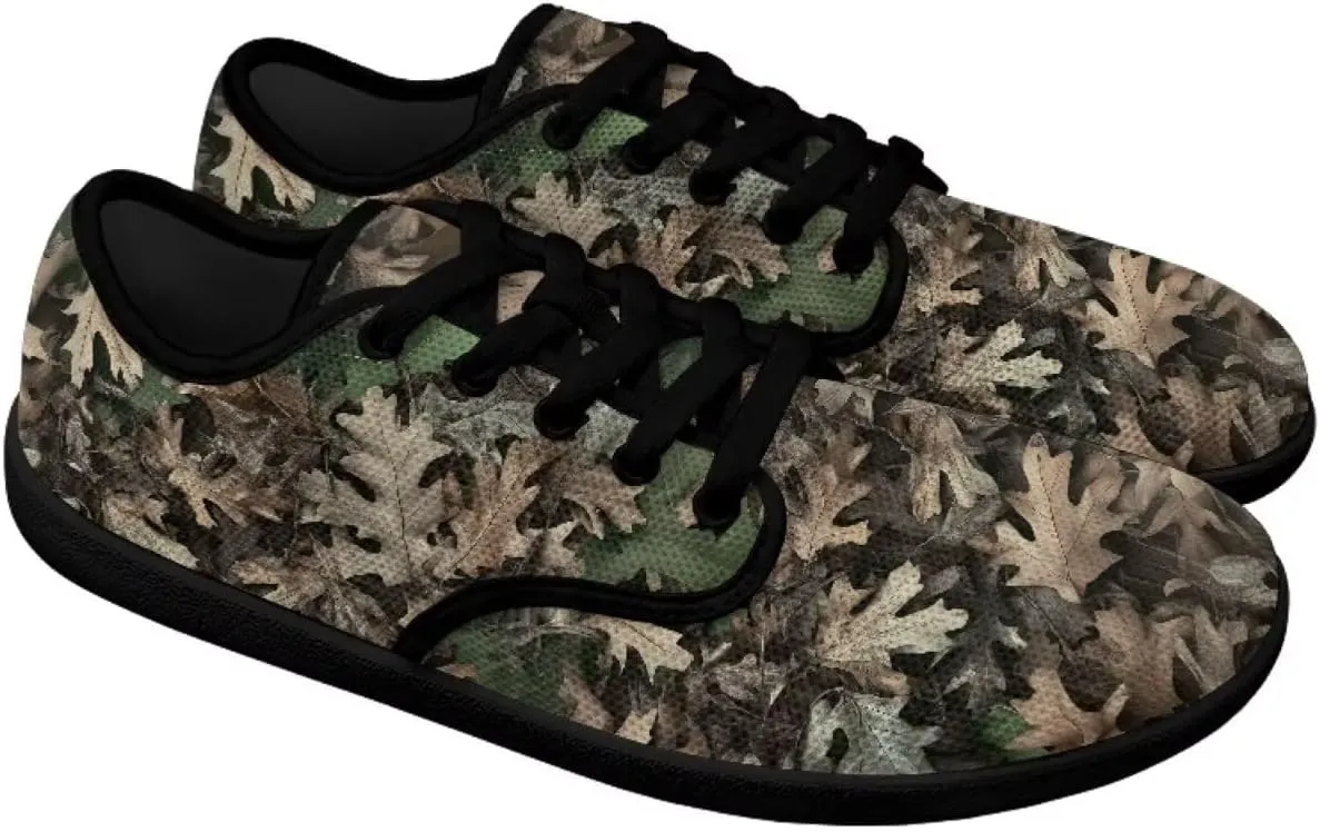 Howilath Woodland Forest Print Lace up Barefoot Shoes Womens Flat Shoes Running Sneakers Casual Sport Shoes