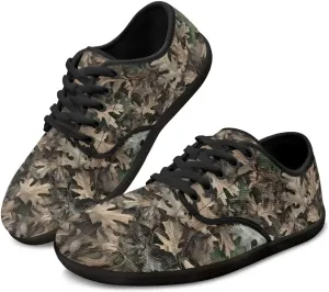 Howilath Woodland Forest Print Lace up Barefoot Shoes Womens Flat Shoes Running Sneakers Casual Sport Shoes