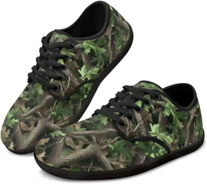 Howilath Woodland Forest Print Lace up Barefoot Shoes Womens Flat Shoes Running Sneakers Casual Sport Shoes