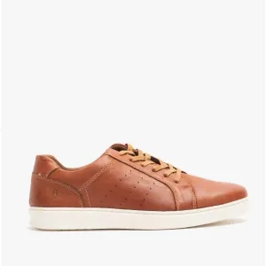 Hush Puppies MASON Mens Leather Casual Trainers Tan