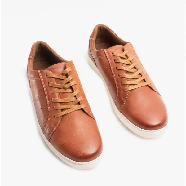 Hush Puppies MASON Mens Leather Casual Trainers Tan