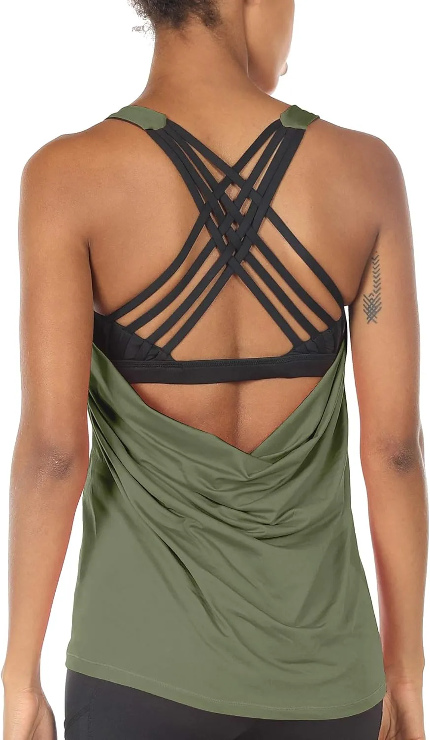 icyzone Women's Open Back Workout Athletic Yoga Tank Tops with Built in Bra