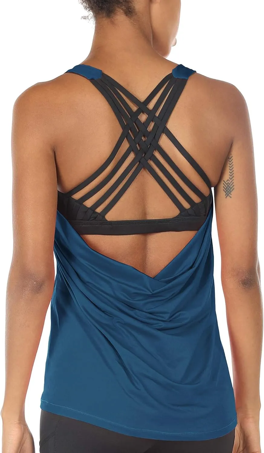 icyzone Women's Open Back Workout Athletic Yoga Tank Tops with Built in Bra