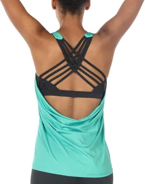 icyzone Women's Open Back Workout Athletic Yoga Tank Tops with Built in Bra