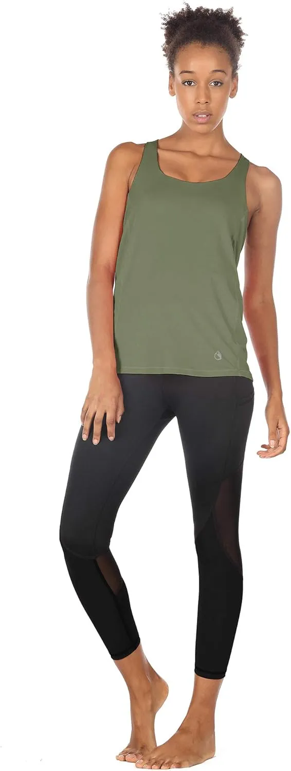 icyzone Women's Open Back Workout Athletic Yoga Tank Tops with Built in Bra