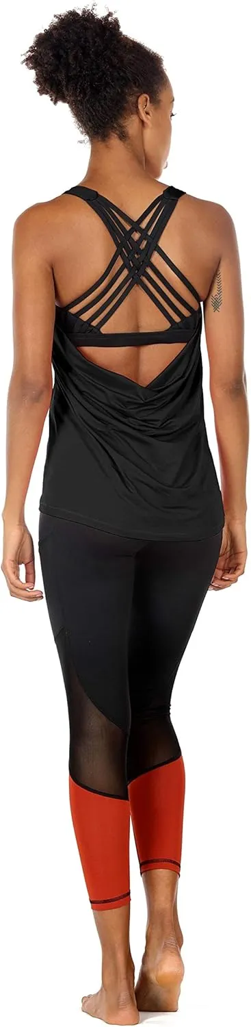 icyzone Women's Open Back Workout Athletic Yoga Tank Tops with Built in Bra