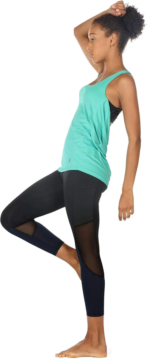 icyzone Women's Open Back Workout Athletic Yoga Tank Tops with Built in Bra