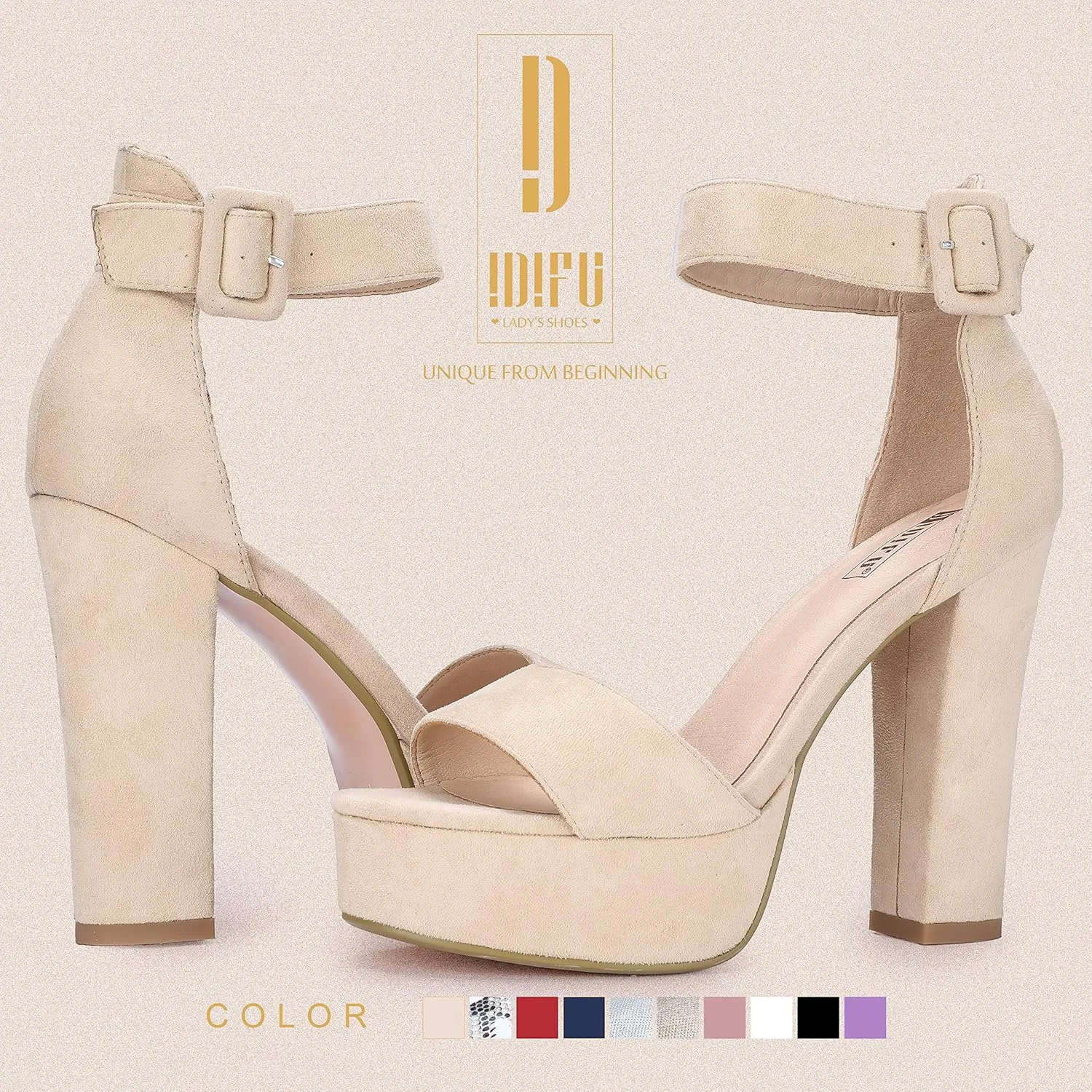 IDIFU Women's Ankle-Strap Heeled Sandal
