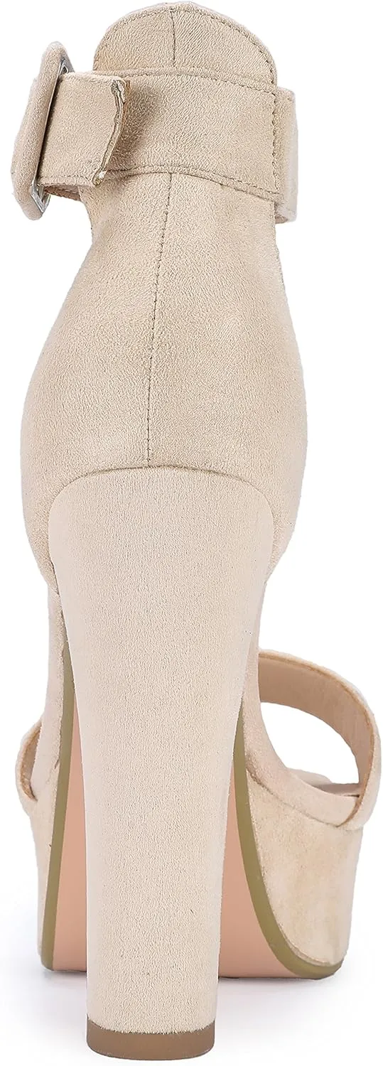 IDIFU Women's Ankle-Strap Heeled Sandal