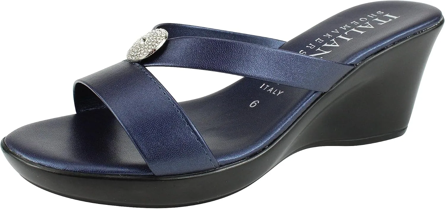 ITALIAN Shoemakers Besy Women's Wedge Moderate Height Band Sandal