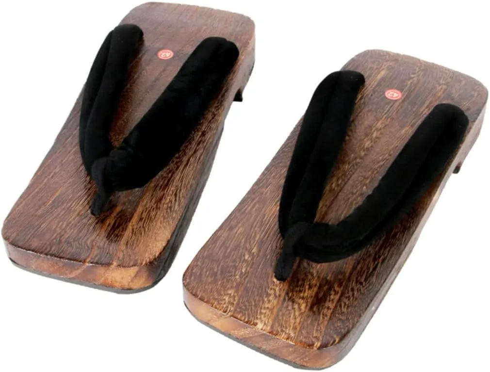 Japanese Geta Men's Wooden Clogs Sandals Printing Flip Flops Soft Slippers Japan Traditional Shoes