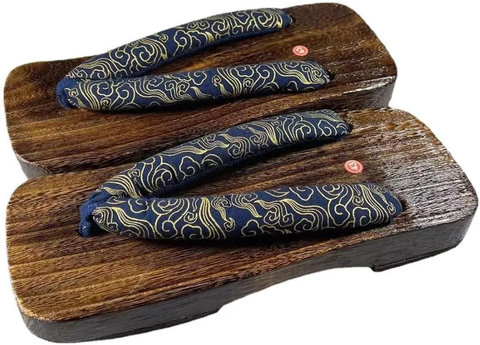 Japanese Geta Men's Wooden Clogs Sandals Printing Flip Flops Soft Slippers Japan Traditional Shoes