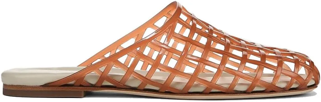 Jelly Mule Flat Sandals for Women Round Toe Mesh Hollow Jellies Mule Flats Summer Beach Jelly Sandals Shoes