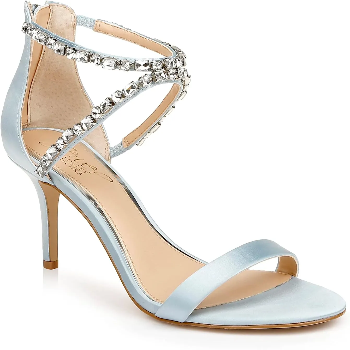 Jewel Badgley Mischka Women's Celine Heeled Sandal, Sky Blue, 5.5