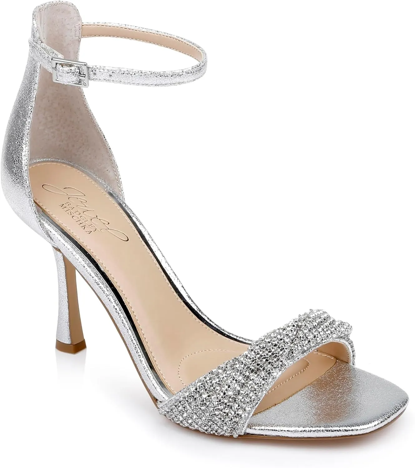 Jewel Badgley Mischka Yesica Stiletto with Crystal-Encrusted Strap