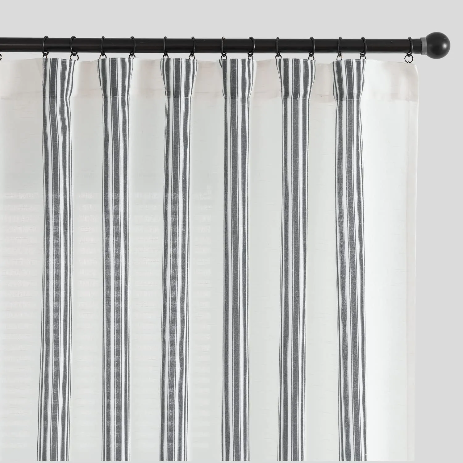 jinchan Striped Linen Blend Curtains 96 Inches Long for Living Room Black Stripe Semi Sheer Light Filtering Modern Farmhouse Drapes for Bedroom Curtain Set 2 Panels