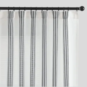 jinchan Striped Linen Blend Curtains 96 Inches Long for Living Room Black Stripe Semi Sheer Light Filtering Modern Farmhouse Drapes for Bedroom Curtain Set 2 Panels