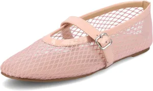 Journee Womens cushioned footbed Mesh Fabric Flats Flat Sole Casha Mary Jane Flats Buckle