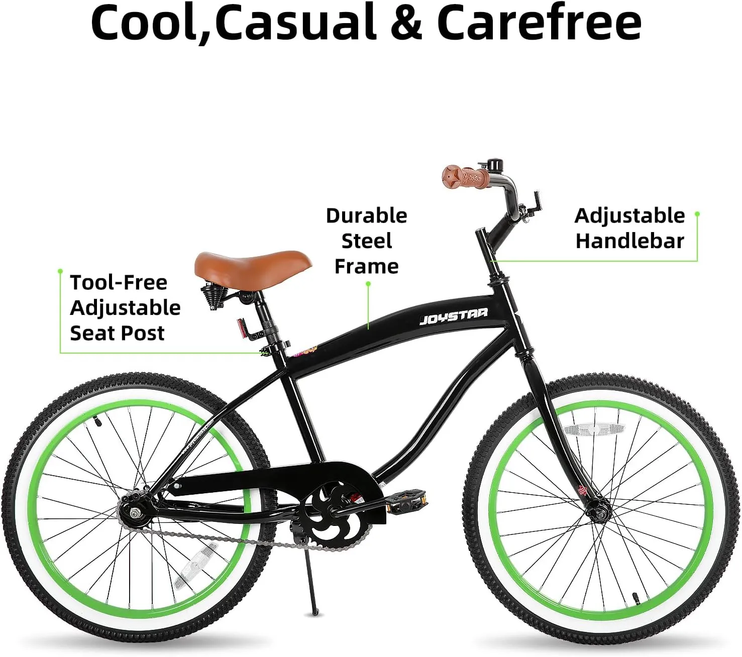 JOYSTAR 20" 24" 26" Beach Cruiser Bike for Girls, Boys, Mens and Womens, Single Speed Kids Cruiser Bikes with Coaster Brake, Multiple Colors