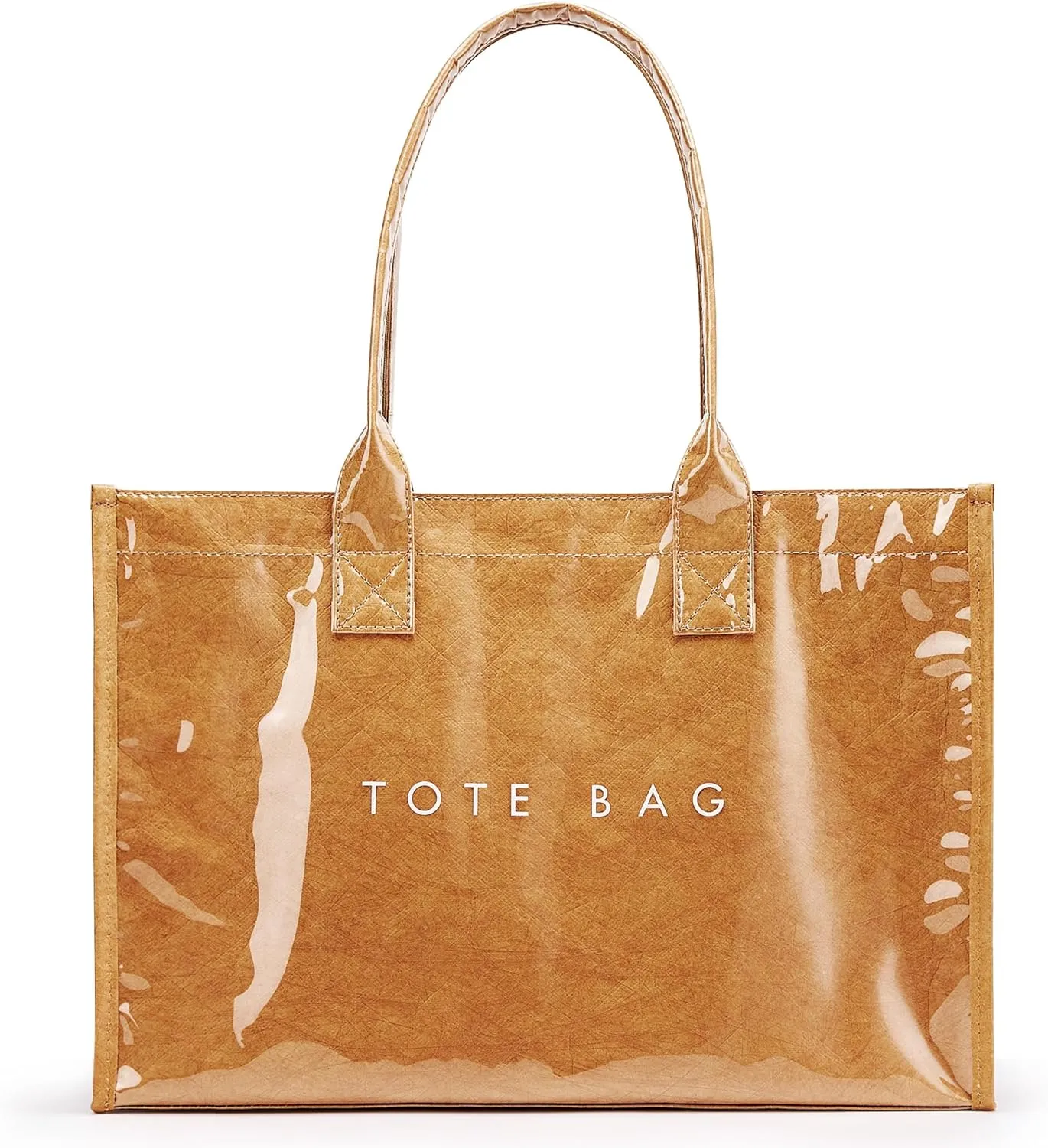 KALIDI PVC Tote Bag Women’s Kraft Paper Work Handbags Purses with Top Handle