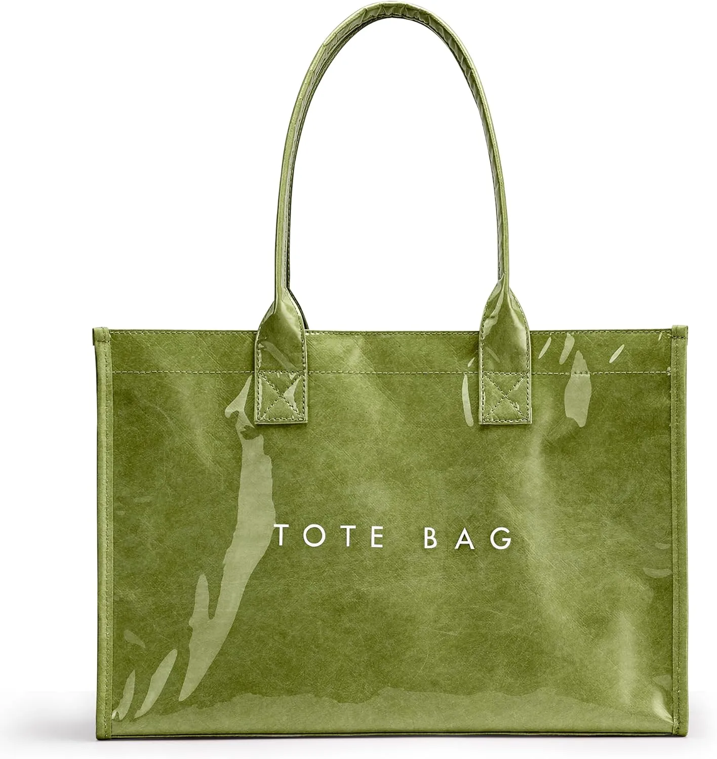 KALIDI PVC Tote Bag Women’s Kraft Paper Work Handbags Purses with Top Handle