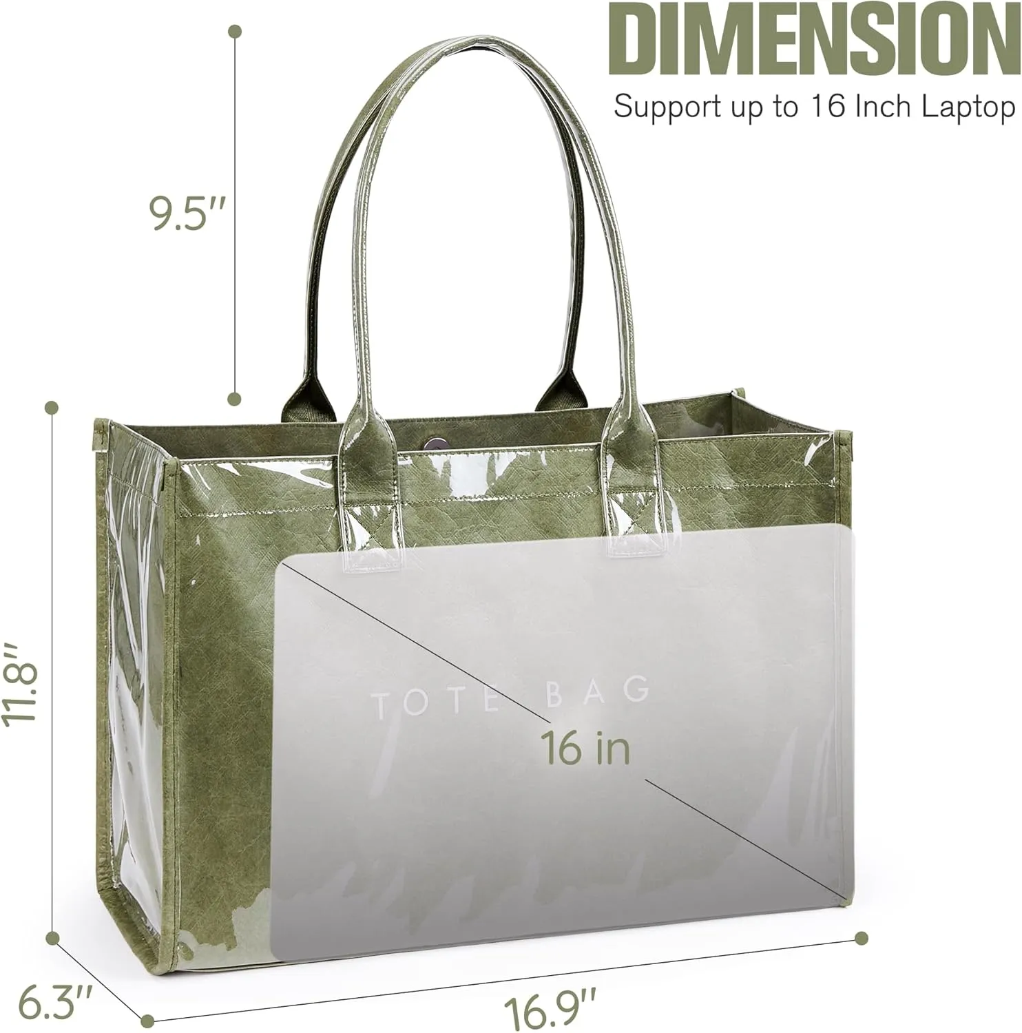 KALIDI PVC Tote Bag Women’s Kraft Paper Work Handbags Purses with Top Handle