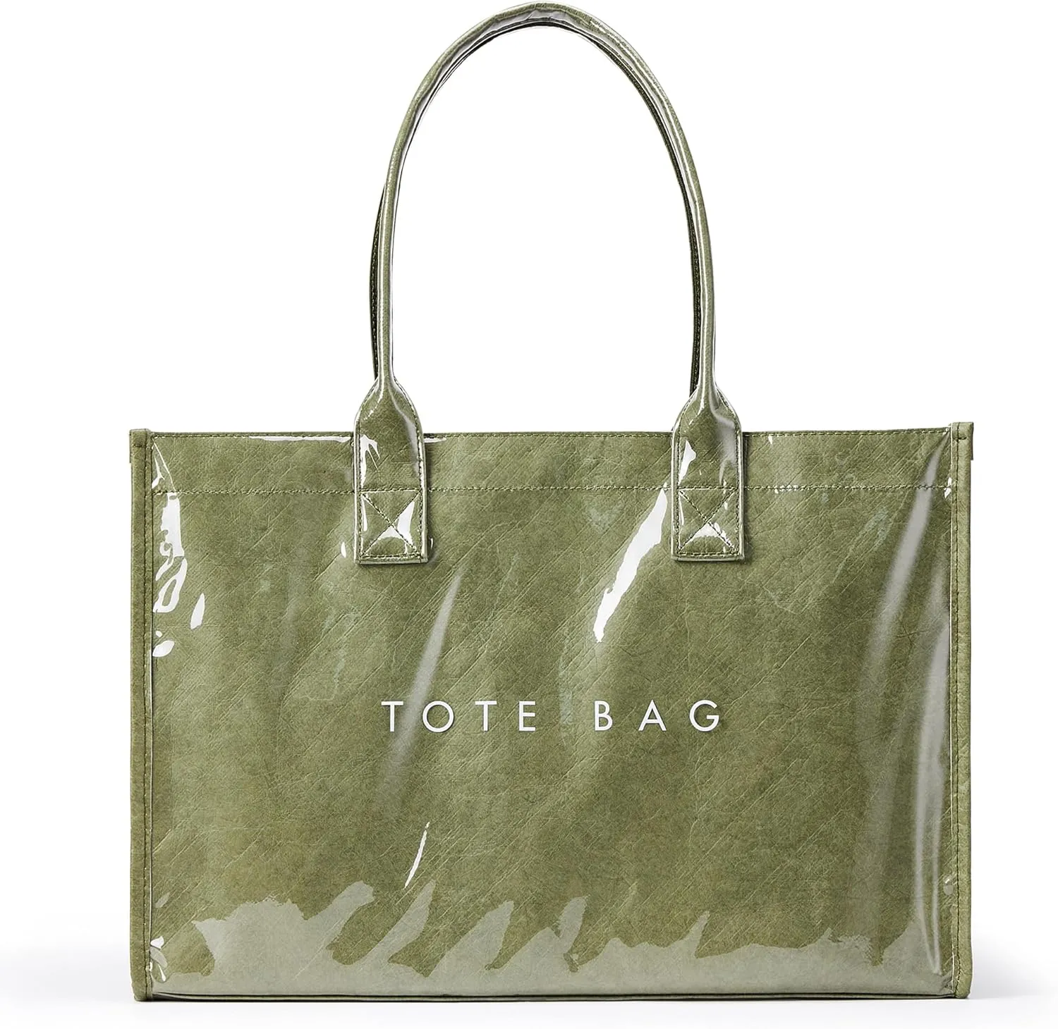 KALIDI PVC Tote Bag Women’s Kraft Paper Work Handbags Purses with Top Handle