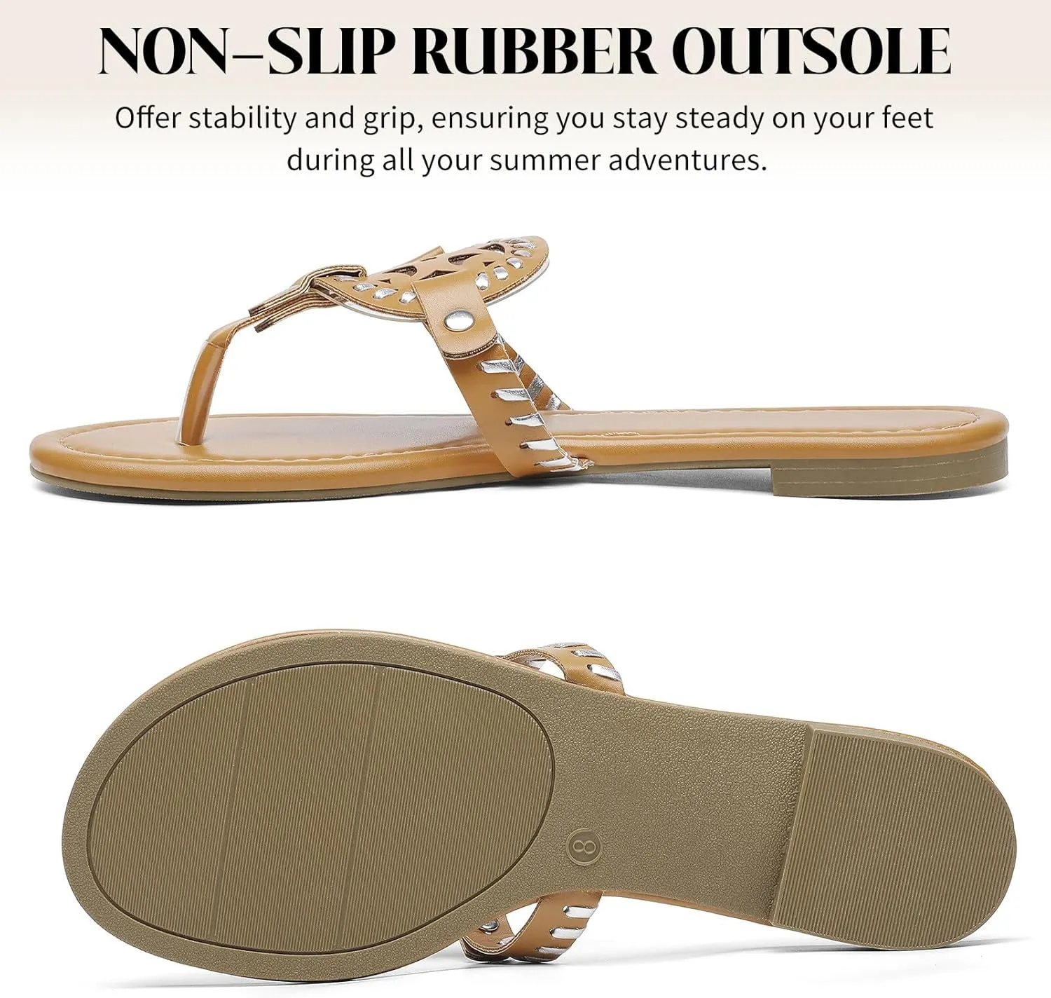 katliu Women's Flat Sandals Flip Flop Thong Sandals Cute Dressy Sandals