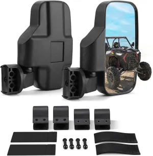 KEMIMOTO UTV Mirrors UTV Side Mirrors Fits 1.6 inch to 2 inch Roll Cage Compatible with Polaris RZR 900 1000 Can Am Kawasaki Mule Rhino YXZ Zforce Pioneer, Shatter Proof Tempered Glass