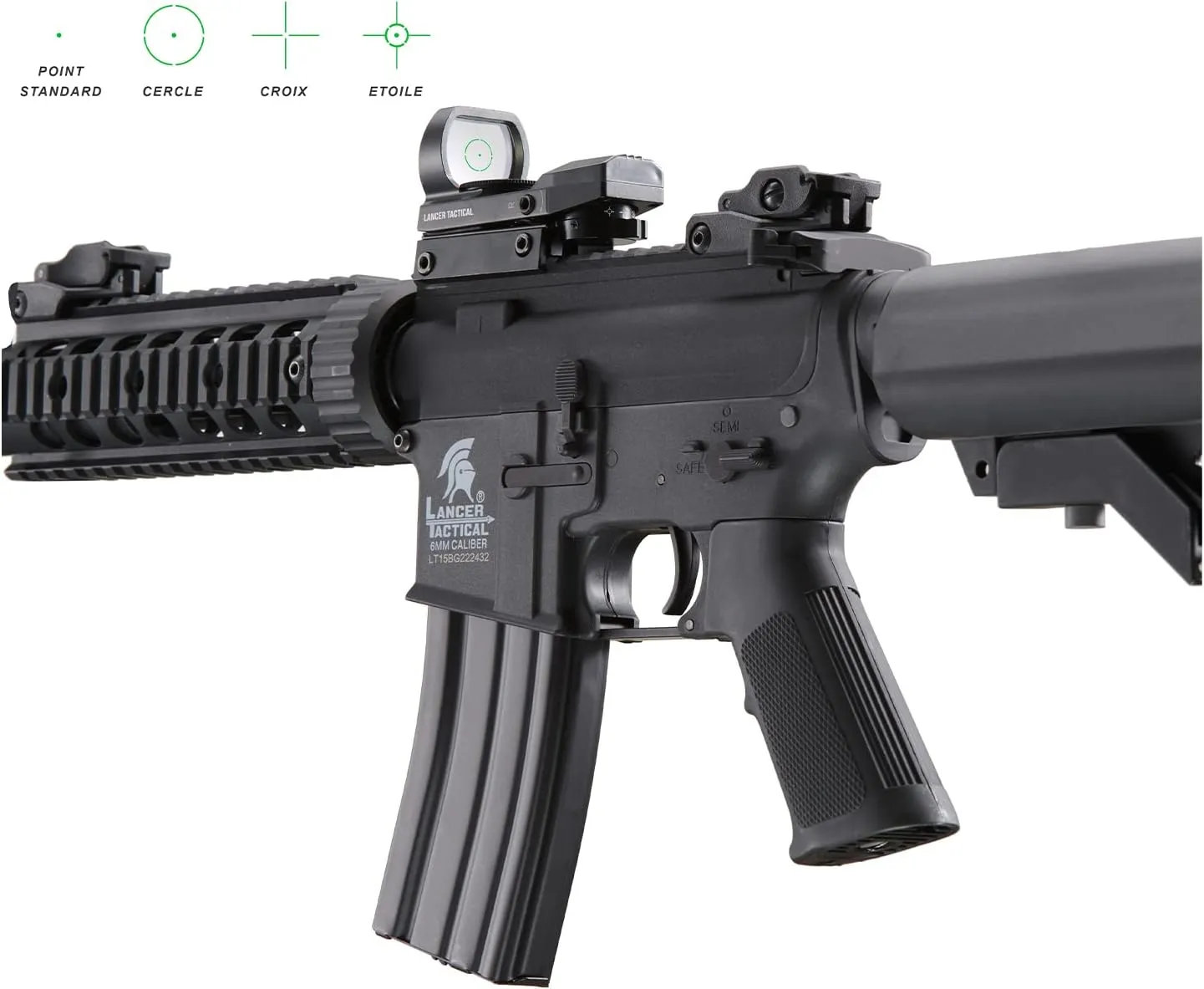 Lancer Tactical Gen 2 Durable Airsoft Gun SD M4 Polymer- Full/Semi-Auto Piactinny Rail AEG Rifle with 0.20g BBS, Charger and Battery
