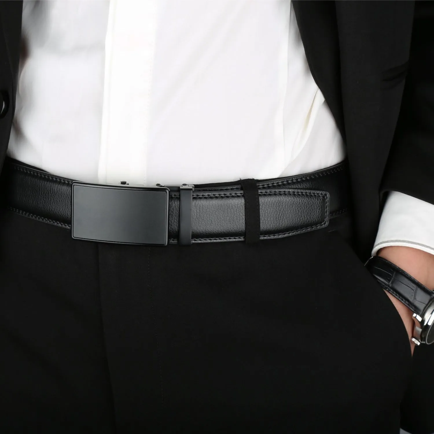 Lavemi Men's Real Leather Ratchet Dress Casual Belt, Cut to Exact Fit,Elegant Gift Box