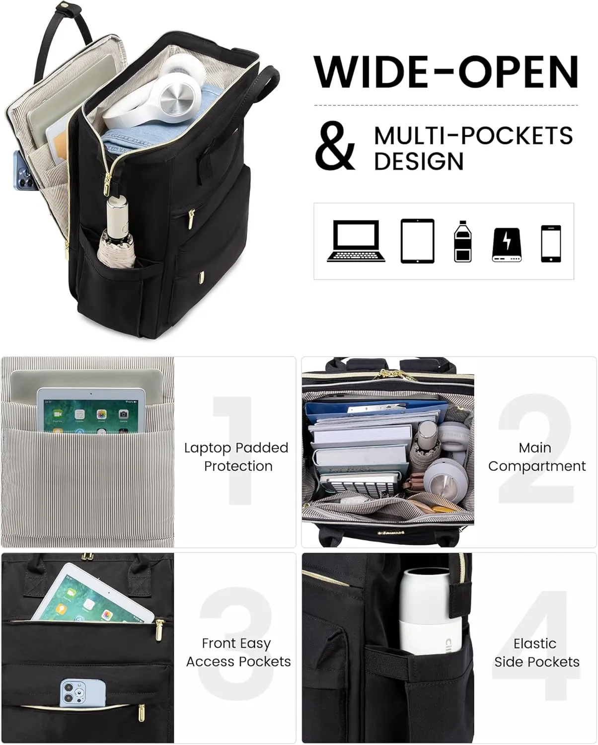 LOVEVOOK Laptop Backpack Purse for Women Waterproof Teacher Nurse Bag, 15.6 inch Work laptop Bag with USB Port, Business Travel Computer Backpack