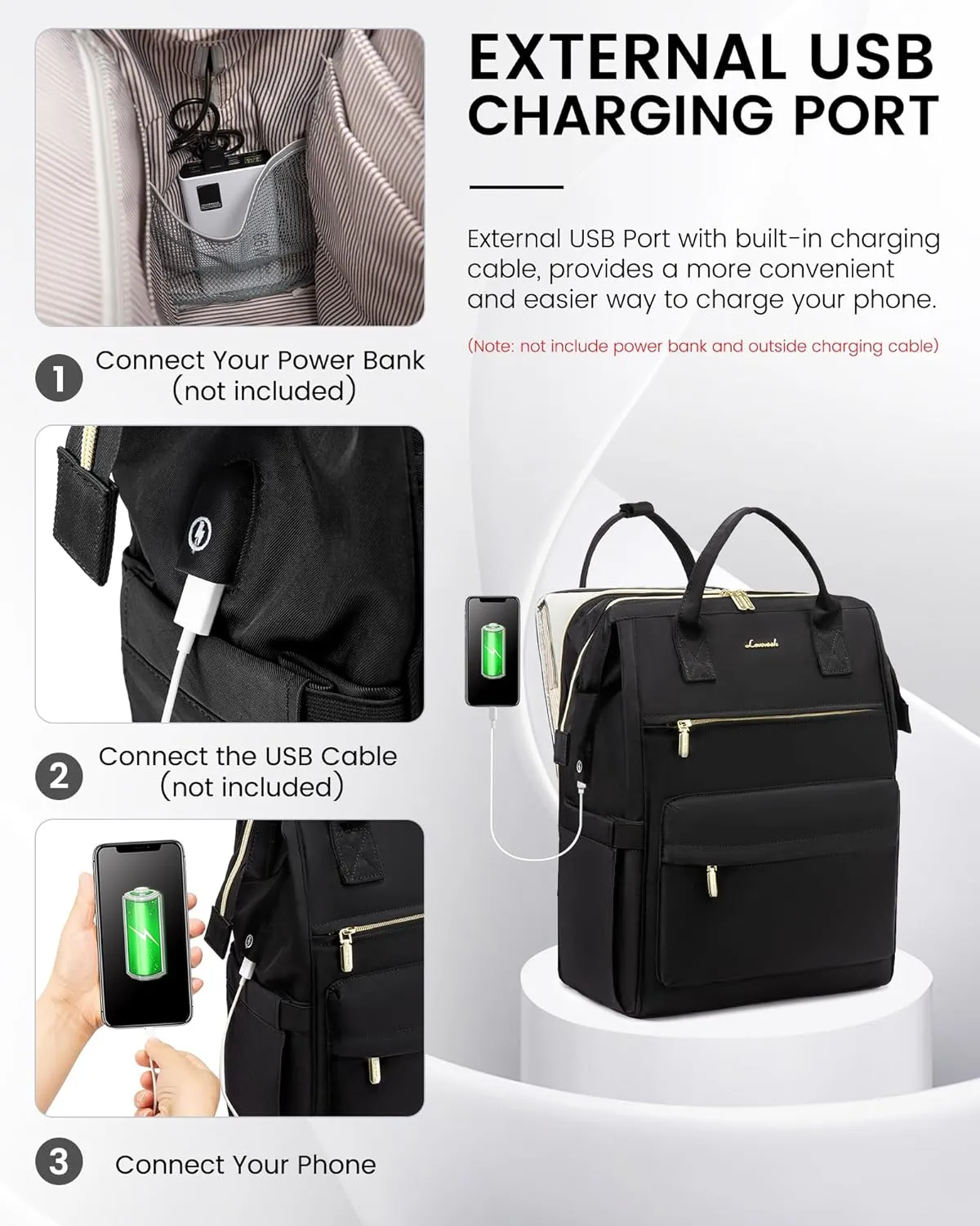 LOVEVOOK Laptop Backpack Purse for Women Waterproof Teacher Nurse Bag, 15.6 inch Work laptop Bag with USB Port, Business Travel Computer Backpack