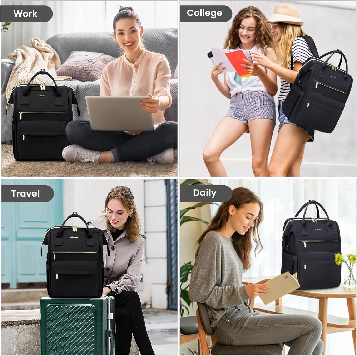 LOVEVOOK Laptop Backpack Purse for Women Waterproof Teacher Nurse Bag, 15.6 inch Work laptop Bag with USB Port, Business Travel Computer Backpack